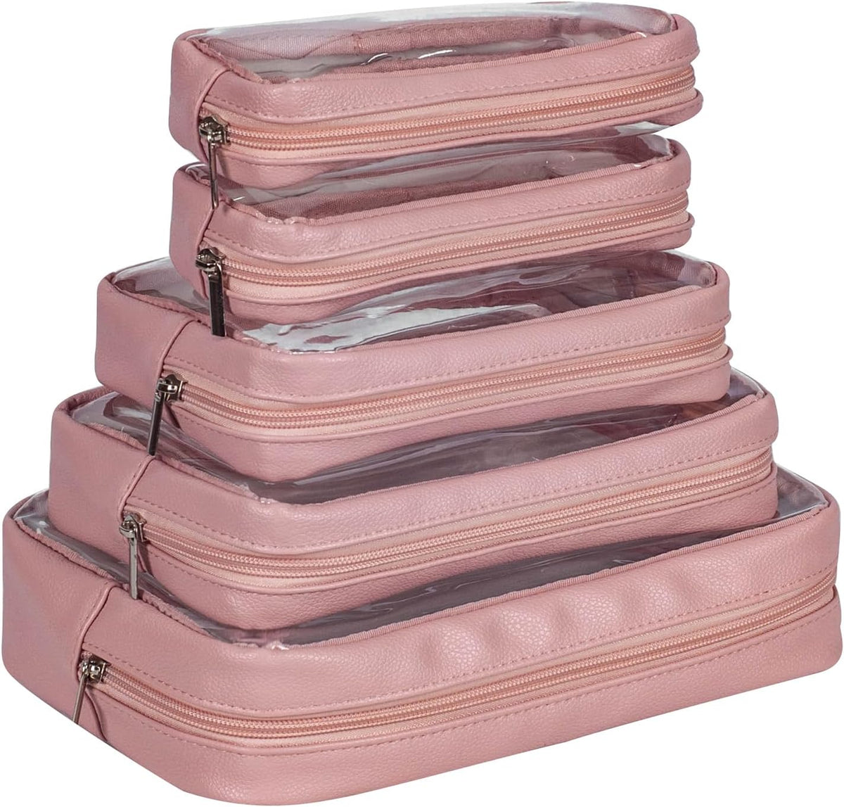 TSA Approved 5-Piece Diaper Bag Organizer Pouch Set Clear Waterproof TPU Kids Toiletry Storage Set Travel Packing Clutch Cube Bags for Baby Nursing(Dinosour)