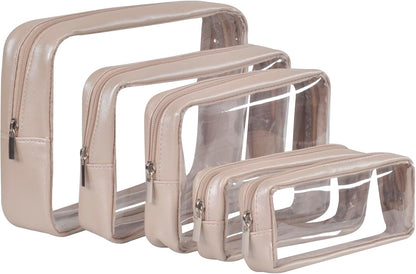 TSA Approved 5-Piece Diaper Bag Organizer Pouch Set Clear Waterproof TPU Kids Toiletry Storage Set Travel Packing Clutch Cube Bags for Baby Nursing(Dinosour)