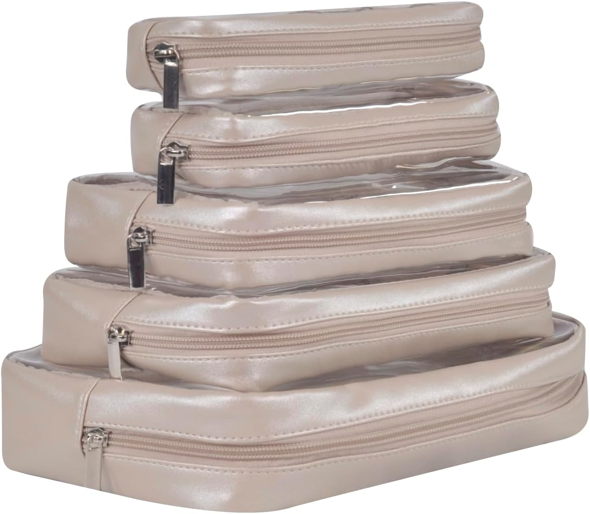 TSA Approved 5-Piece Diaper Bag Organizer Pouch Set Clear Waterproof TPU Kids Toiletry Storage Set Travel Packing Clutch Cube Bags for Baby Nursing(Dinosour)