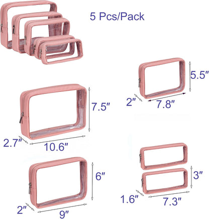 TSA Approved 5-Piece Diaper Bag Organizer Pouch Set Clear Waterproof TPU Kids Toiletry Storage Set Travel Packing Clutch Cube Bags for Baby Nursing(Dinosour)