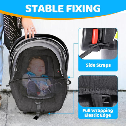 Orzbow Mosquito Net, Sun Shade for Car Seat and Doona Stroller, Black