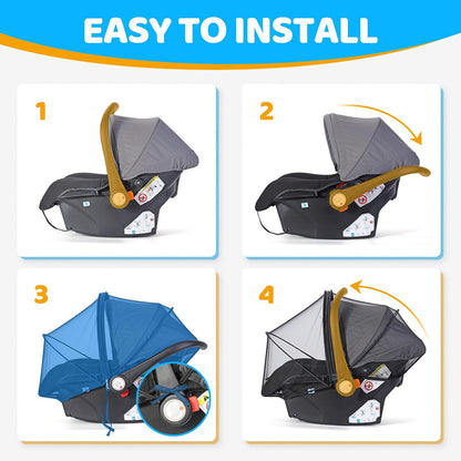 Orzbow Mosquito Net, Sun Shade for Car Seat and Doona Stroller, Black