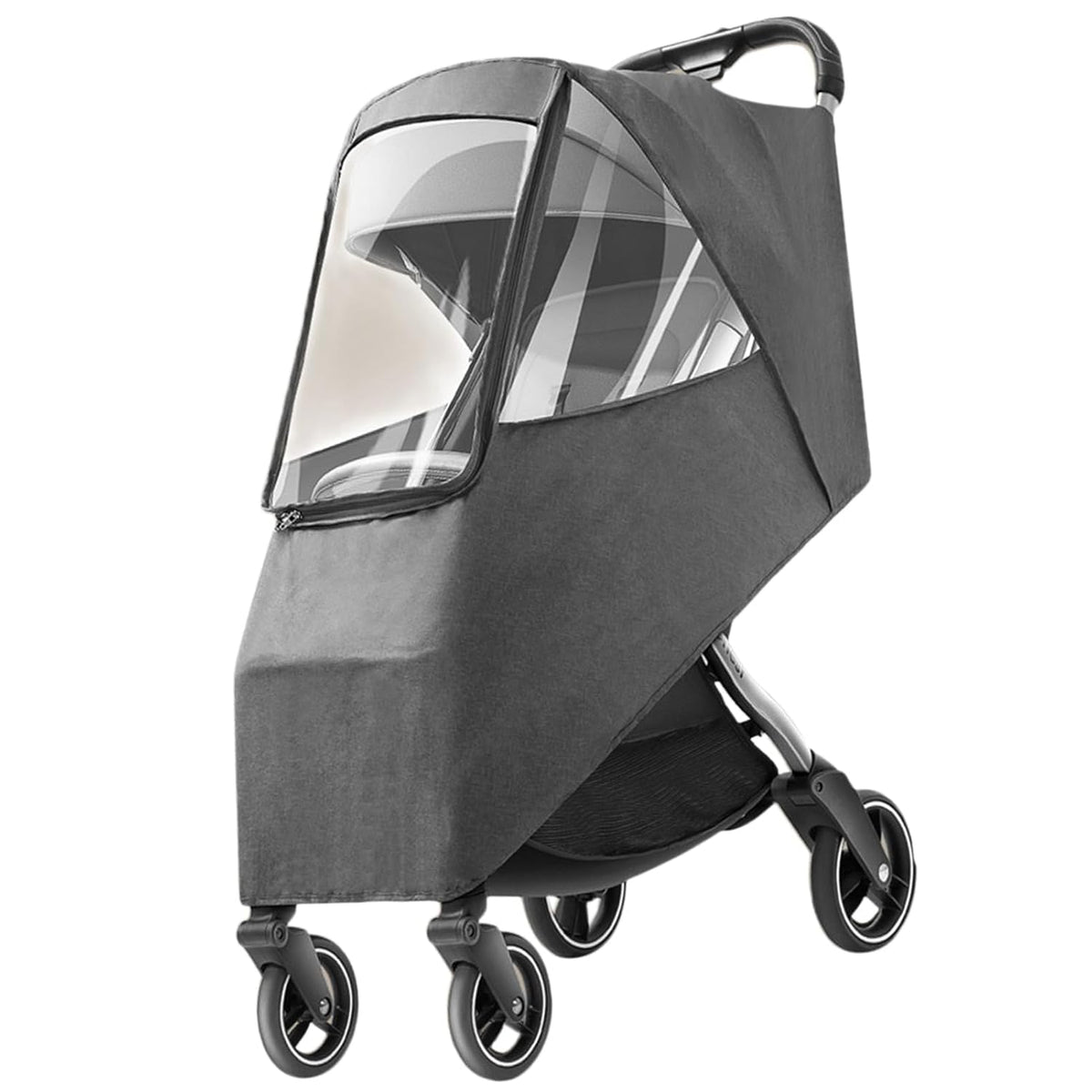 Universal Stroller Rain Cover - Windproof, Coldproof - Breathable Material, Ventilation Holes for Unrestricted Airflow (Linen Gray)