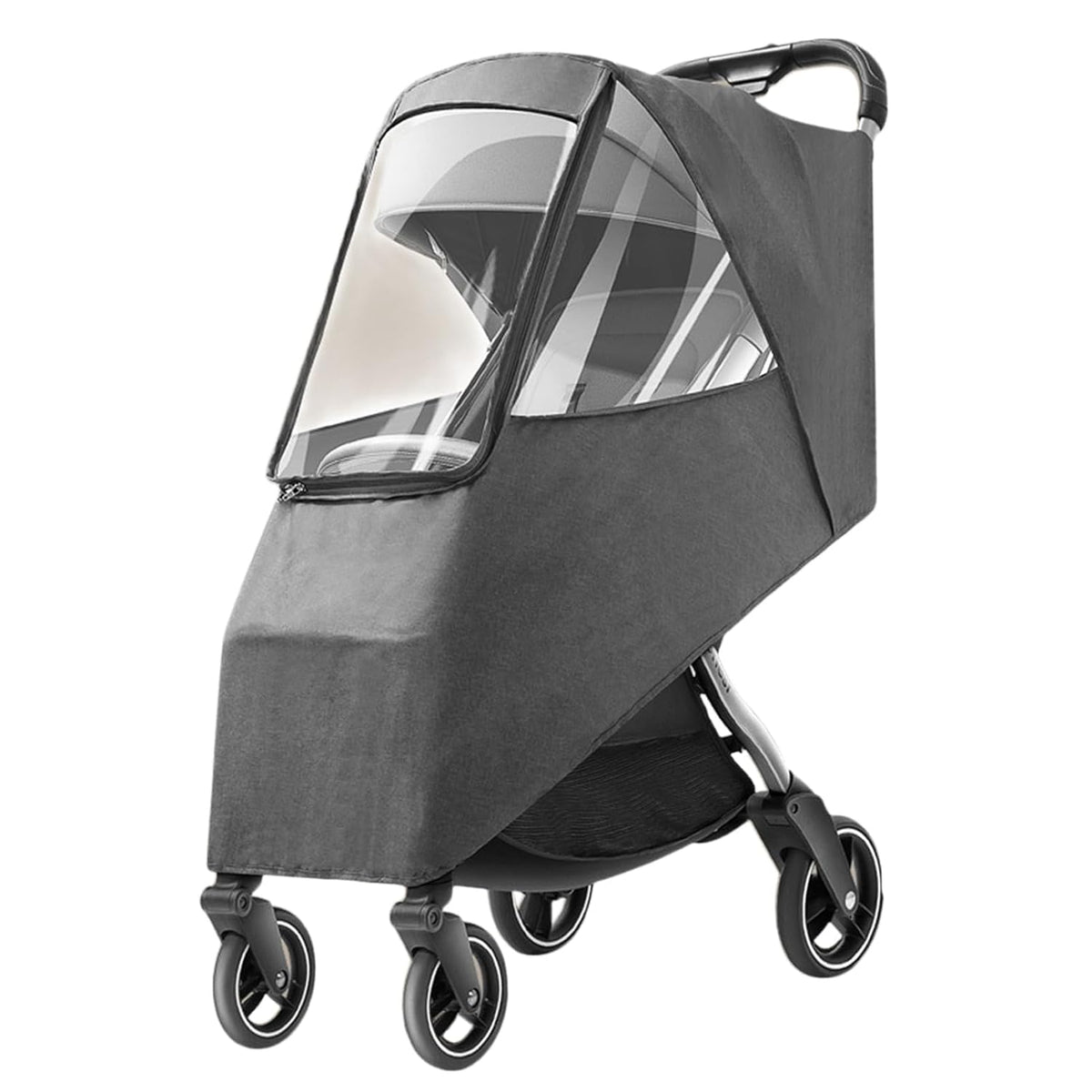 Universal Stroller Rain Cover - Windproof, Coldproof - Breathable Material, Ventilation Holes for Unrestricted Airflow (Linen Gray)