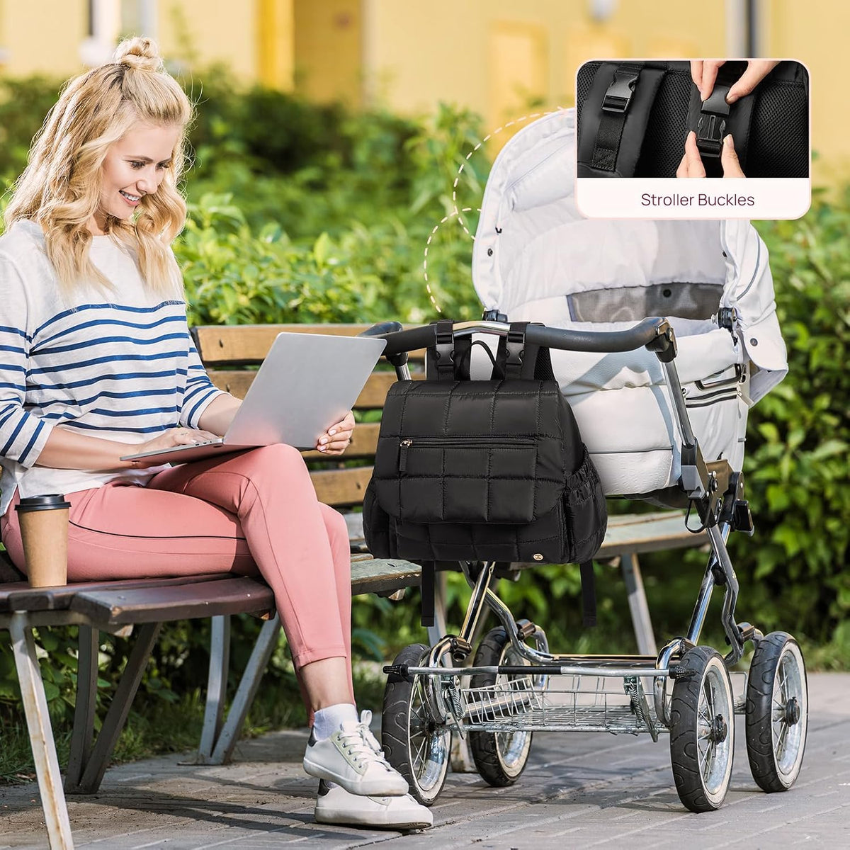 Diaper Bag Backpack, Large Capacity Stylish Baby Bag Backpacks with Bottle insulation Area Changing Mat, Mommy Bag Pink
