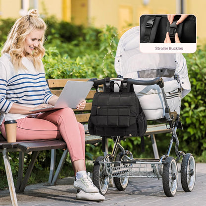 Diaper Bag Backpack, Large Capacity Stylish Baby Bag Backpacks with Bottle insulation Area Changing Mat, Mommy Bag Pink