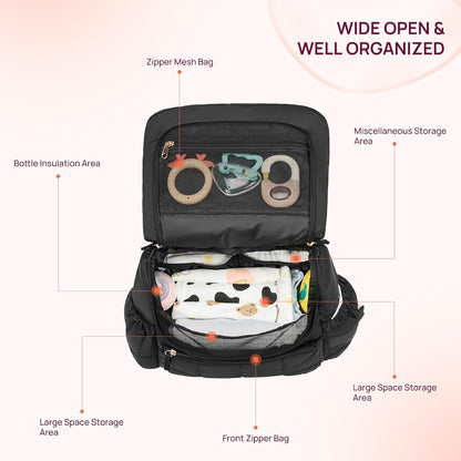 Diaper Bag Backpack, Large Capacity Stylish Baby Bag Backpacks with Bottle insulation Area Changing Mat, Mommy Bag Pink