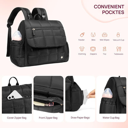 Diaper Bag Backpack, Large Capacity Stylish Baby Bag Backpacks with Bottle insulation Area Changing Mat, Mommy Bag Pink