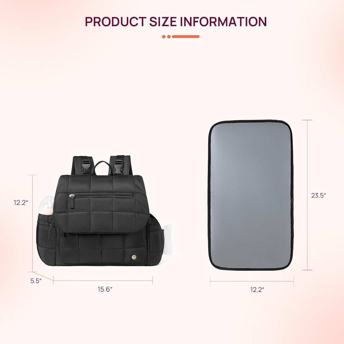 Diaper Bag Backpack, Large Capacity Stylish Baby Bag Backpacks with Bottle insulation Area Changing Mat, Mommy Bag Pink