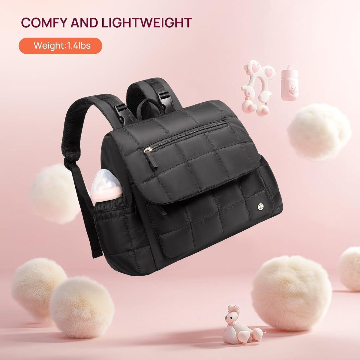 Diaper Bag Backpack, Large Capacity Stylish Baby Bag Backpacks with Bottle insulation Area Changing Mat, Mommy Bag Pink