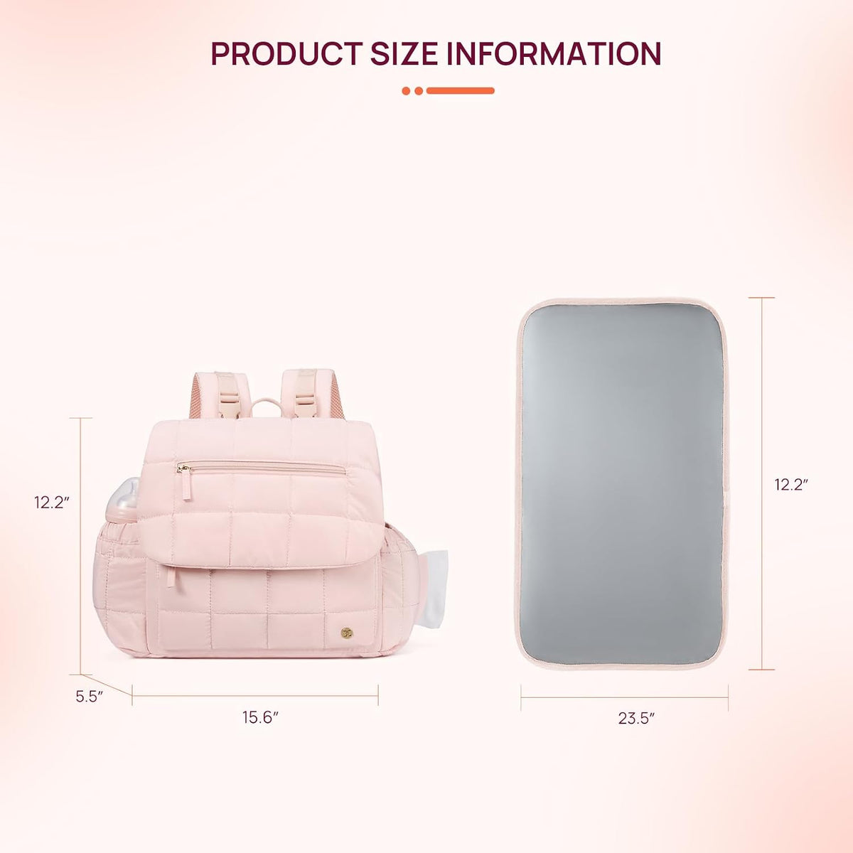 Diaper Bag Backpack, Large Capacity Stylish Baby Bag Backpacks with Bottle insulation Area Changing Mat, Mommy Bag Pink
