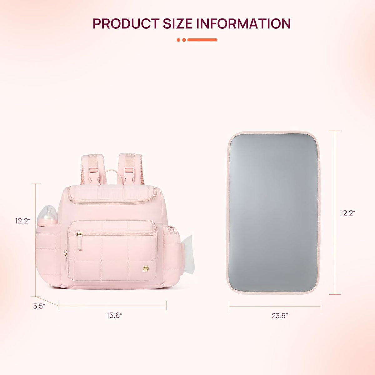 Diaper Bag Backpack, Large Capacity Stylish Baby Bag Backpacks with Bottle insulation Area Changing Mat, Mommy Bag Pink