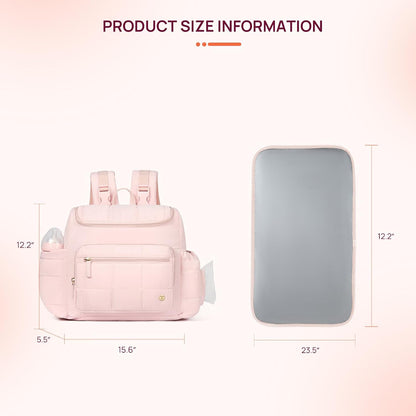 Diaper Bag Backpack, Large Capacity Stylish Baby Bag Backpacks with Bottle insulation Area Changing Mat, Mommy Bag Pink