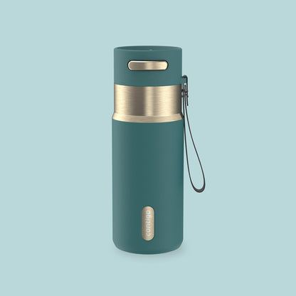 AutoSeal 24 oz Stainless Steel Vacuum-Insulated Water Bottle with Leakproof Push-Button Spout & Lock, Carry Strap, BPA-Free & Lead-Free, Dishwasher Safe