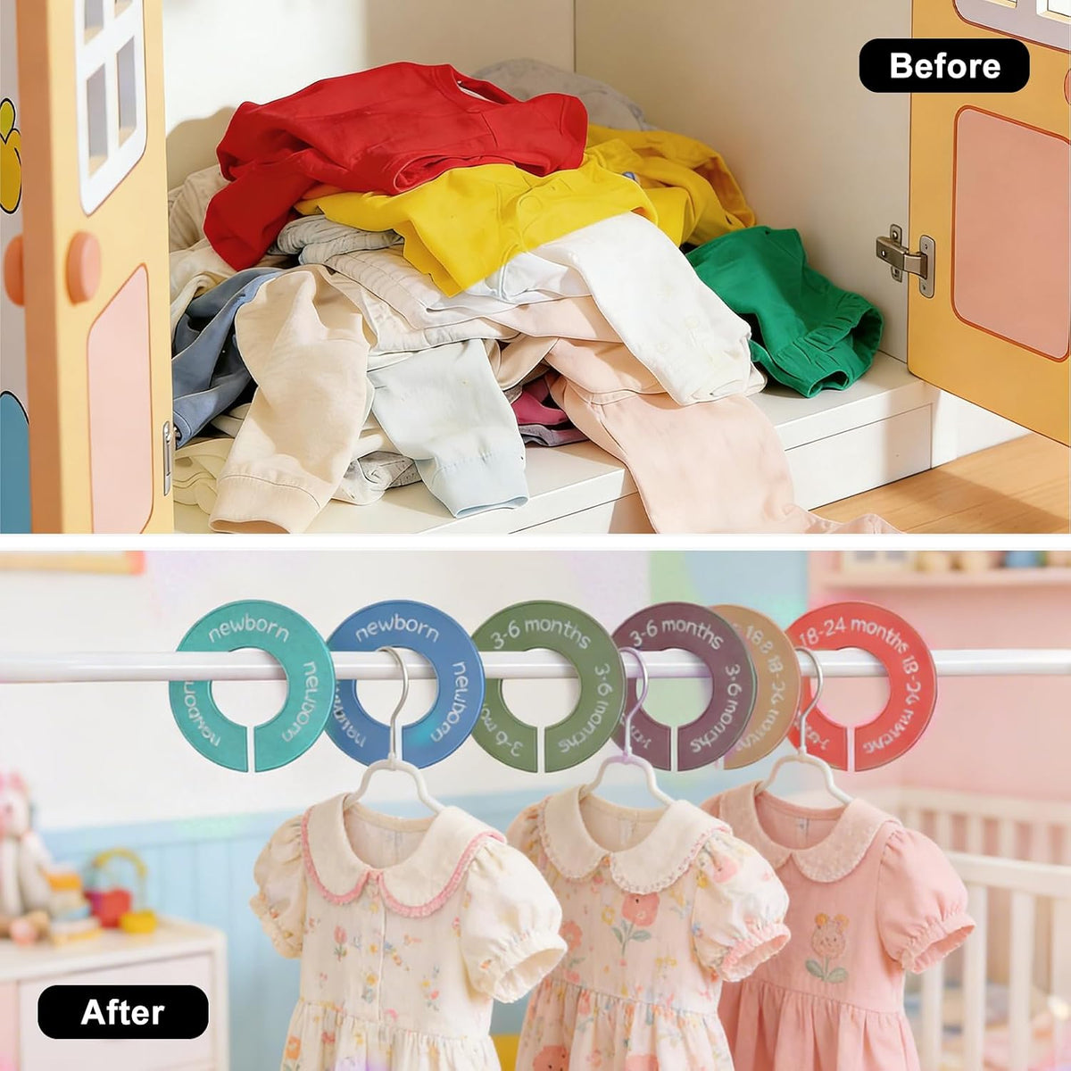 8pcs Baby Closet Dividers, Durable Baby Clothes Organizer for 0-24 Months