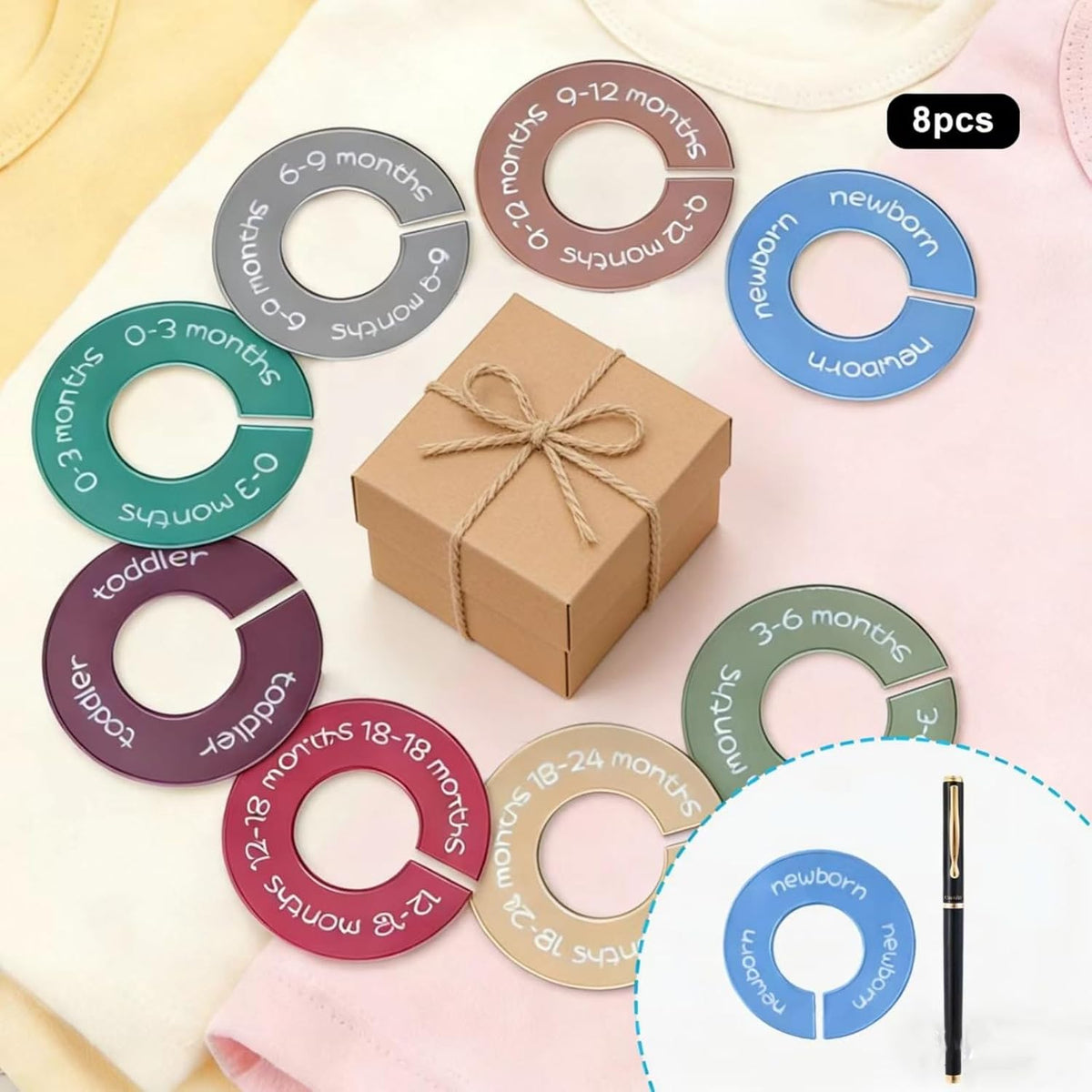 8pcs Baby Closet Dividers, Durable Baby Clothes Organizer for 0-24 Months
