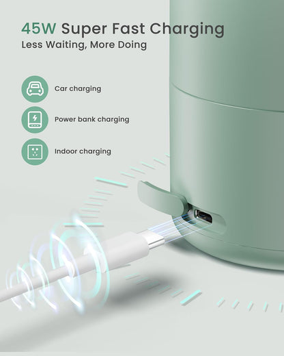 Portable Bottle Warmer for Travel, Fast Heating for Breast Milk & Water, 17 Ounces, Long-Lasting Battery, Ideal for Outdoor Use & Baby Shower, Light Green
