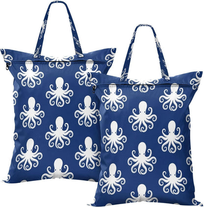 Cartoon Octopus Waterproof Travel Laundry Bag Easy Care 2 Packs