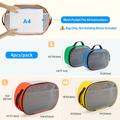 4-piece Toy Storage Organizer Bag Case for Building Blocks