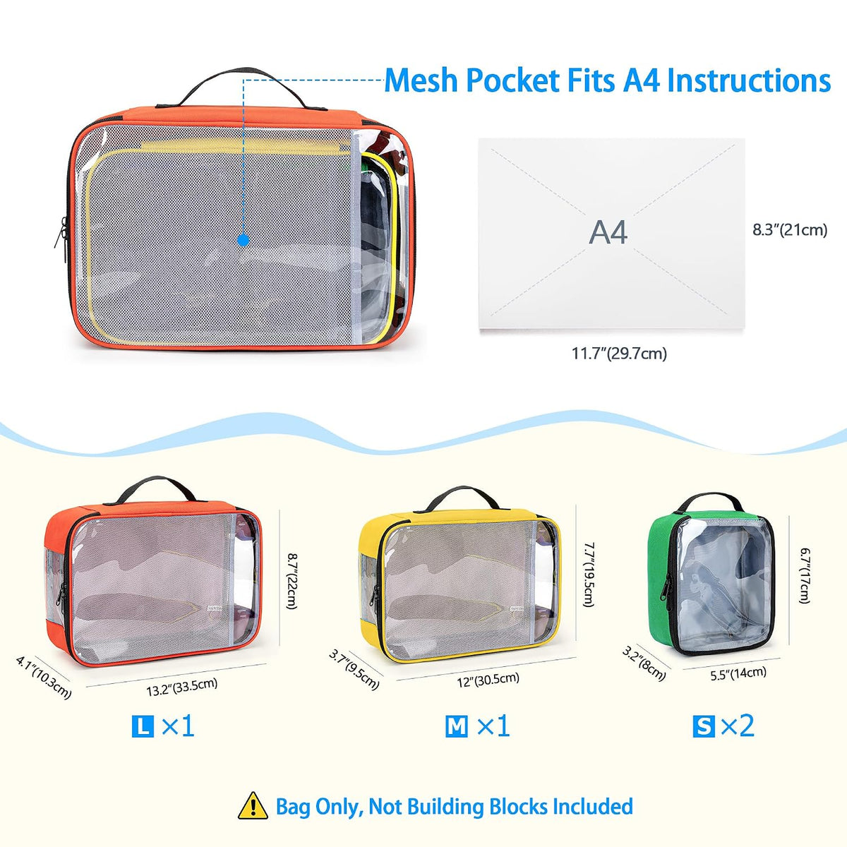 4-piece Toy Storage Organizer Bag Case for Building Blocks