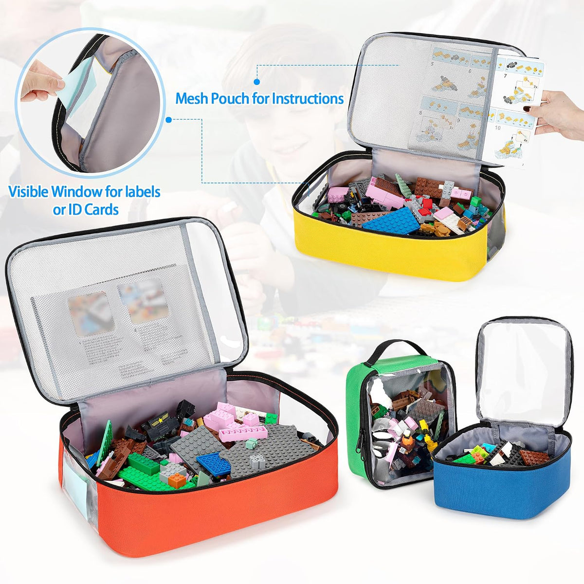 4-piece Toy Storage Organizer Bag Case for Building Blocks