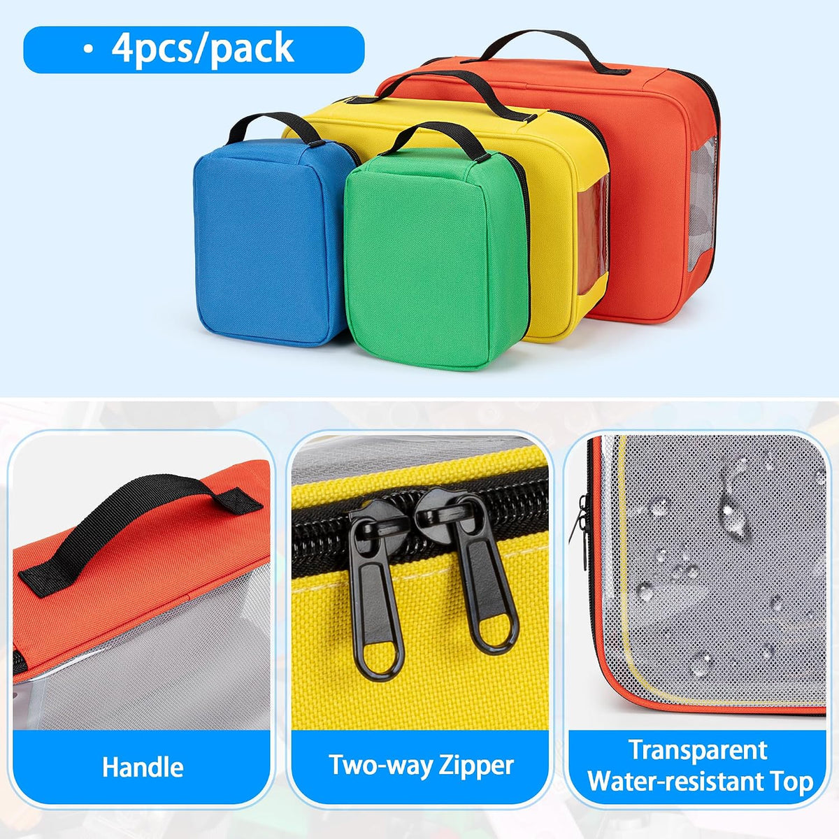4-piece Toy Storage Organizer Bag Case for Building Blocks