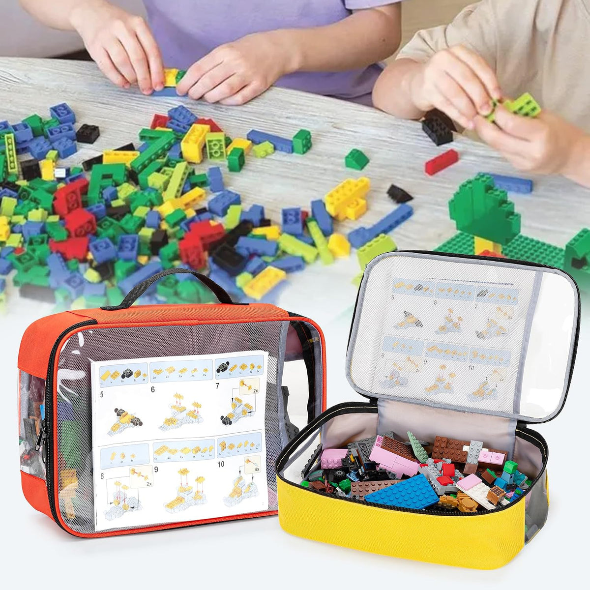 4-piece Toy Storage Organizer Bag Case for Building Blocks