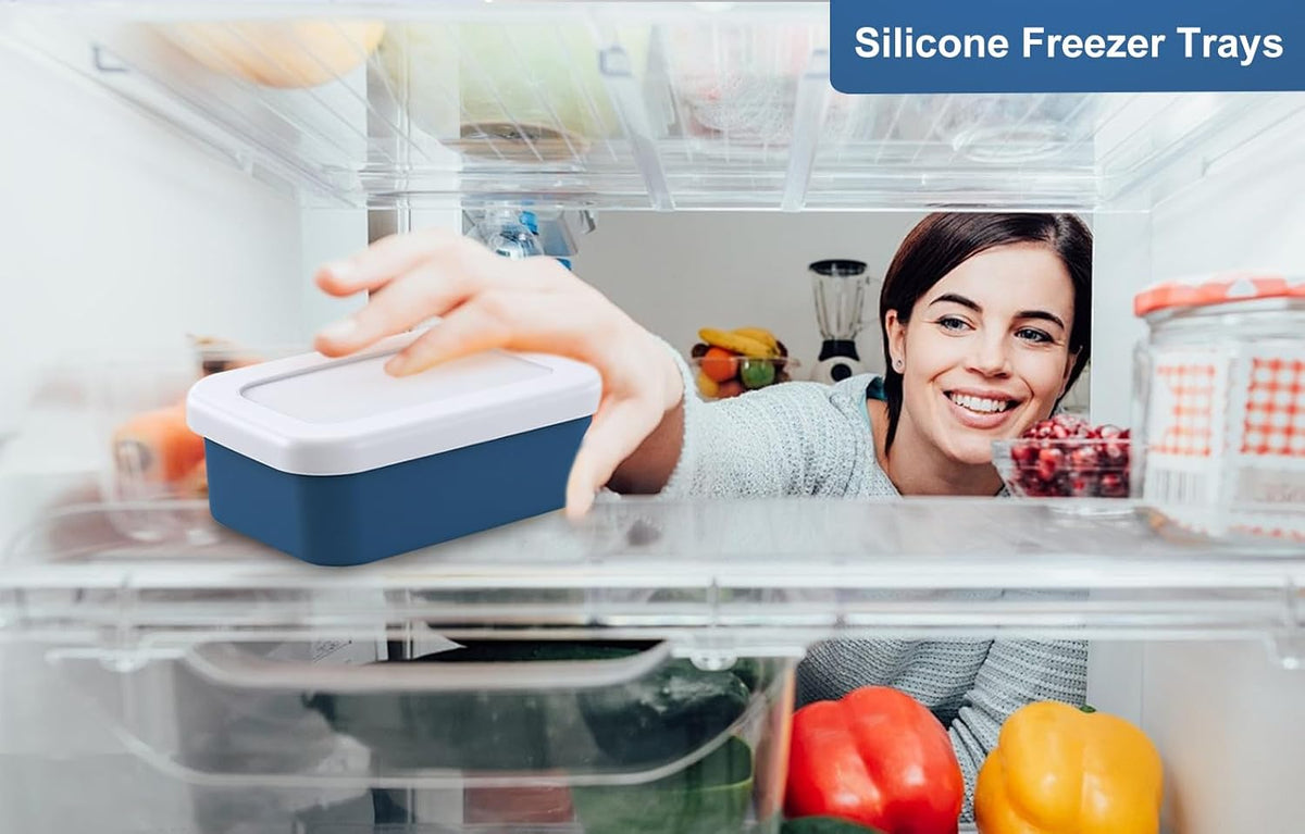 8 PCS 1 Cup Silicone Freezer Molds with Lid, Meal Prep Freezer Molds Silicone Freezer Containers Reusable Food Preserving Tray Freezing Ice Trays for Soups Sauces Stews,Grey ﻿ ﻿
