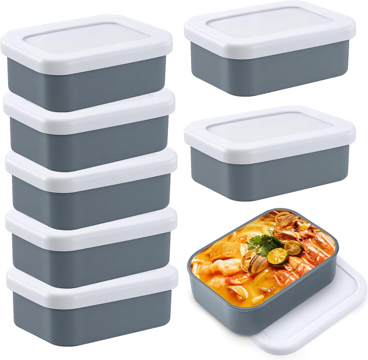 8 PCS 1 Cup Silicone Freezer Molds with Lid, Meal Prep Freezer Molds Silicone Freezer Containers Reusable Food Preserving Tray Freezing Ice Trays for Soups Sauces Stews,Grey ﻿ ﻿