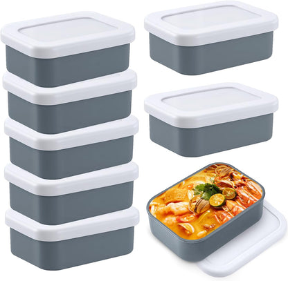 8 PCS 1 Cup Silicone Freezer Molds with Lid, Meal Prep Freezer Molds Silicone Freezer Containers Reusable Food Preserving Tray Freezing Ice Trays for Soups Sauces Stews,Grey ﻿ ﻿