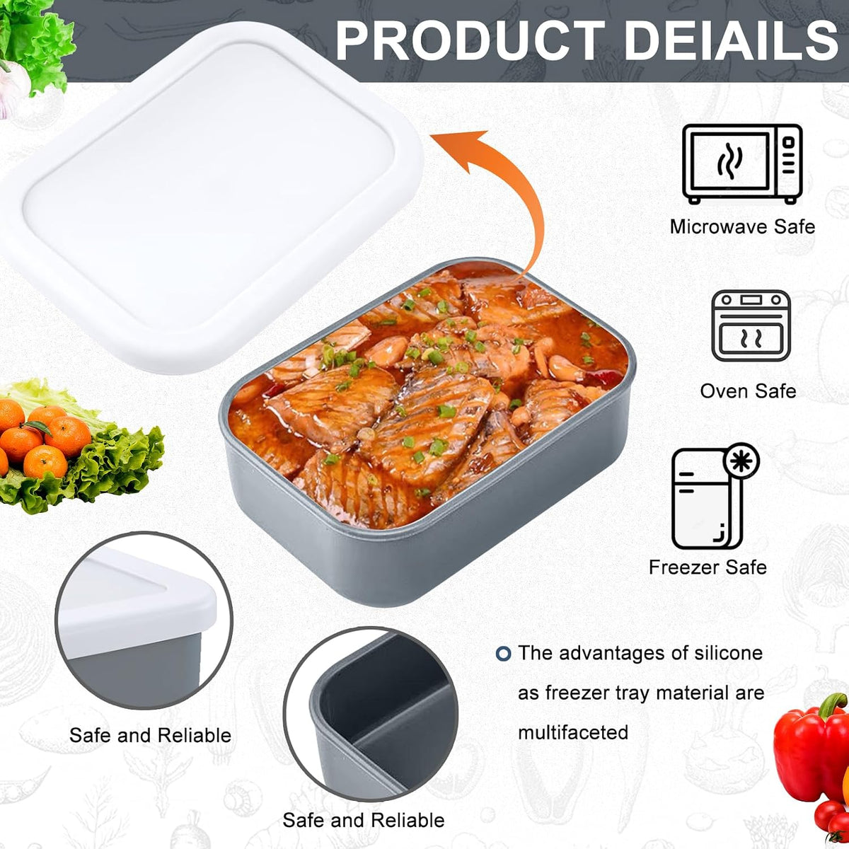 8 PCS 1 Cup Silicone Freezer Molds with Lid, Meal Prep Freezer Molds Silicone Freezer Containers Reusable Food Preserving Tray Freezing Ice Trays for Soups Sauces Stews,Grey ﻿ ﻿