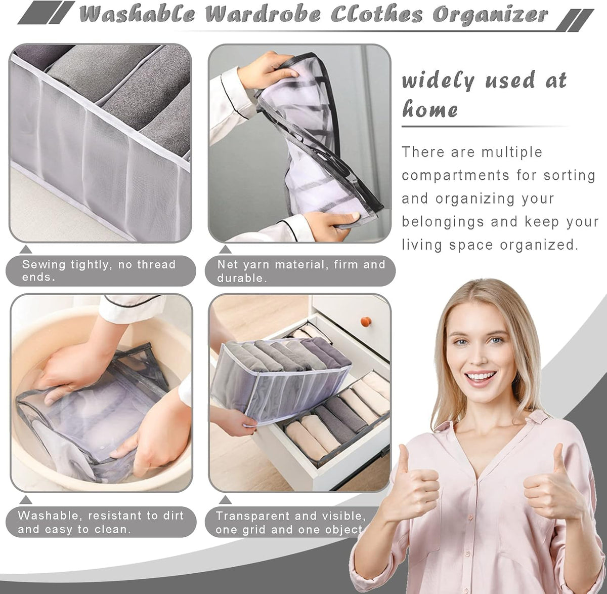 9 Pack Wardrobe Clothes Organizer for Drawers, Underwear Storage Organizer
