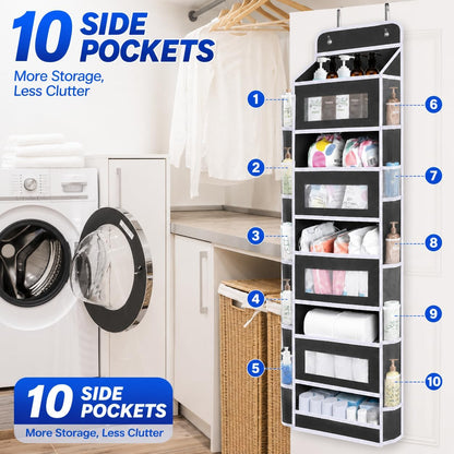 Over The Door Organizer Storage,10 side Pockets, 5 Shelf Hanging Storage