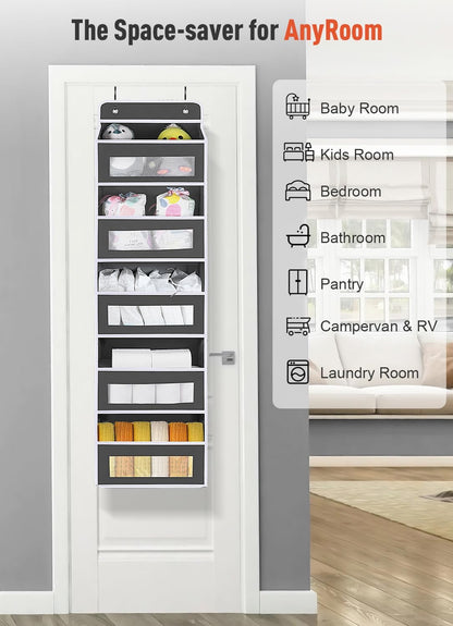 Over The Door Organizer Storage,10 side Pockets, 5 Shelf Hanging Storage