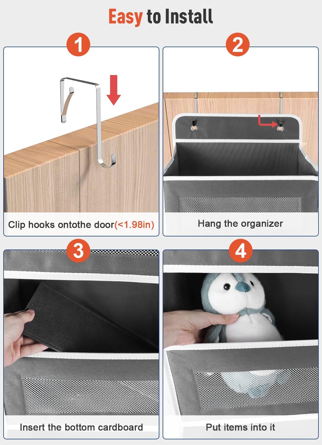 Over The Door Organizer Storage,10 side Pockets, 5 Shelf Hanging Storage