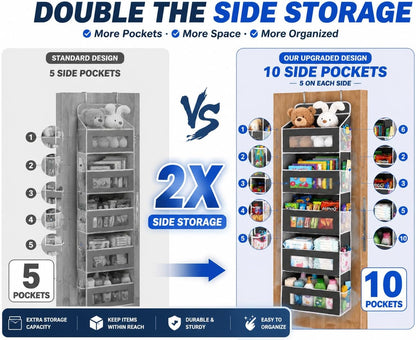 Over The Door Organizer Storage,10 side Pockets, 5 Shelf Hanging Storage