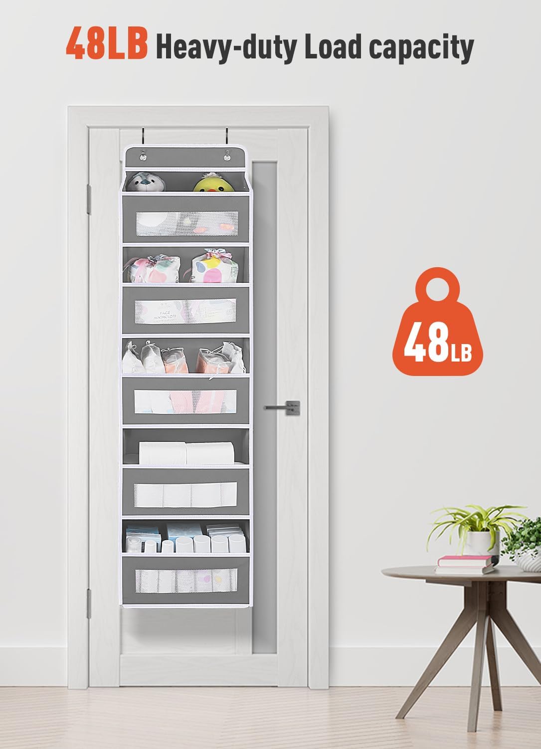 Over The Door Organizer Storage,10 side Pockets, 5 Shelf Hanging Storage