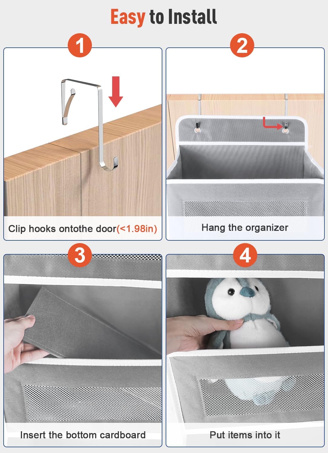 Over The Door Organizer Storage,10 side Pockets, 5 Shelf Hanging Storage