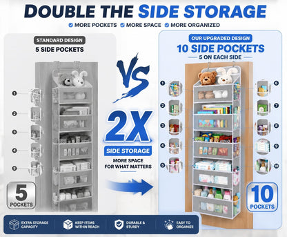 Over The Door Organizer Storage,10 side Pockets, 5 Shelf Hanging Storage
