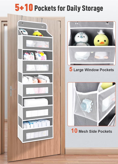 Over The Door Organizer Storage,10 side Pockets, 5 Shelf Hanging Storage