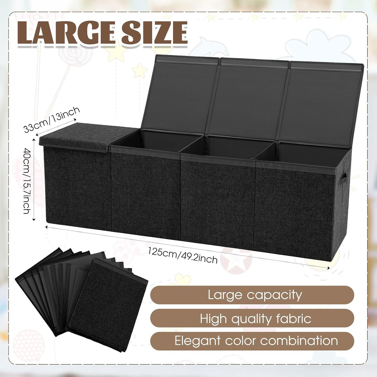 Extra Large Toy Chest with Lid,39 x 13 x 15.7'',Sage Green