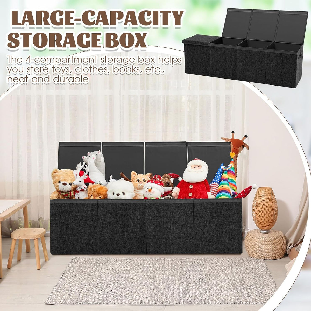 Extra Large Toy Chest with Lid,39 x 13 x 15.7'',Sage Green