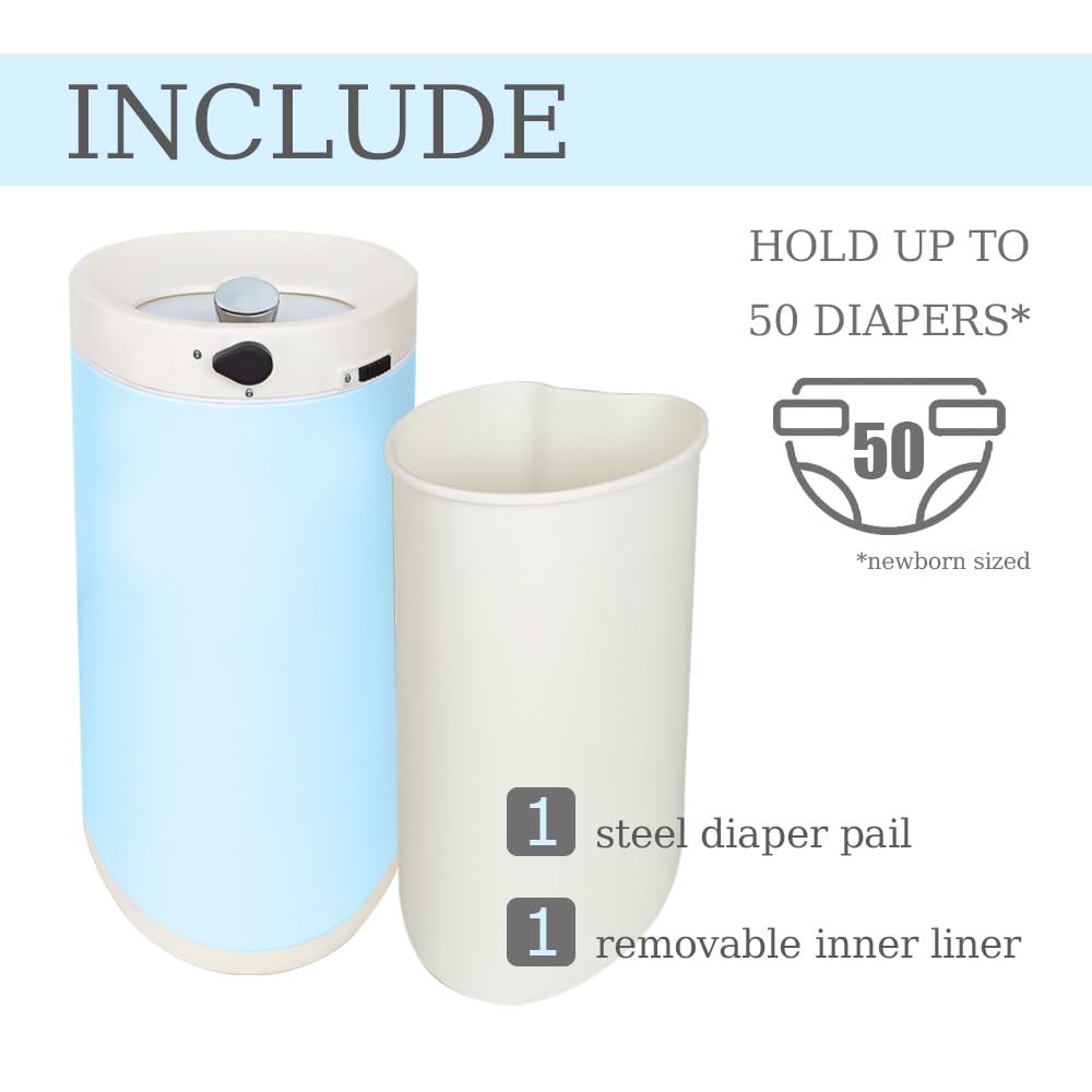 Diaper Pail, Baby Diaper Bin w/Childproof Lock, Blue Diaper Bin