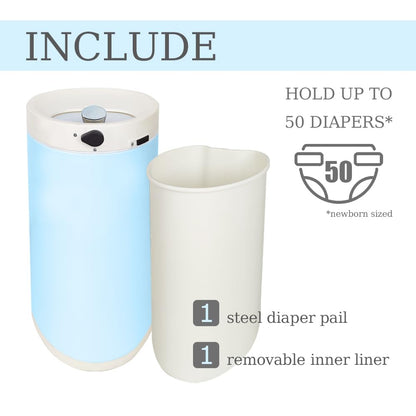 Diaper Pail, Baby Diaper Bin w/Childproof Lock, Blue Diaper Bin