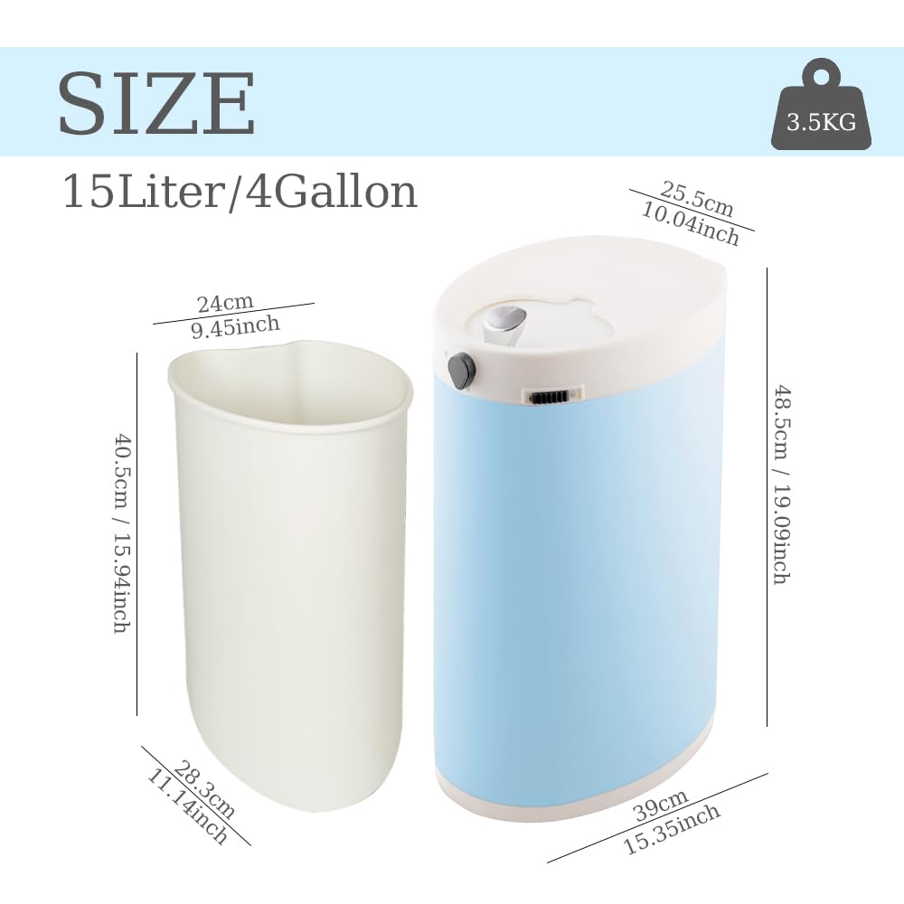 Diaper Pail, Baby Diaper Bin w/Childproof Lock, Blue Diaper Bin