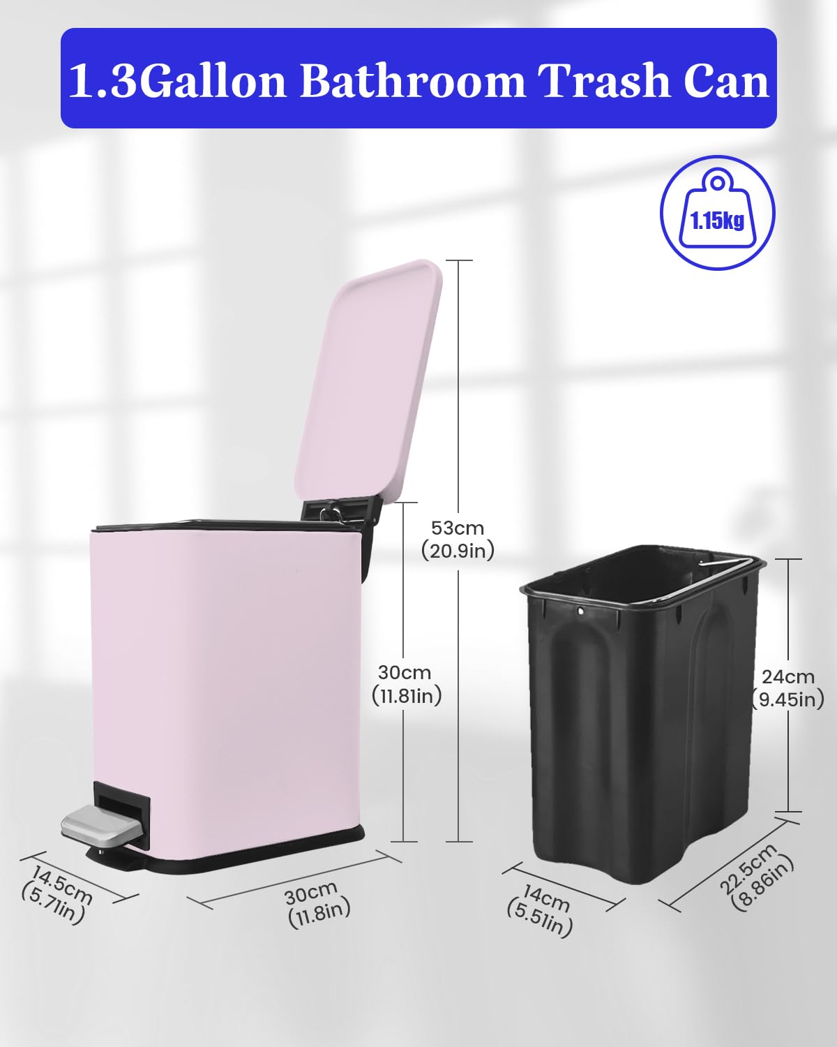 Diaper Pail, Baby Diaper Bin w/Childproof Lock, Blue Diaper Bin