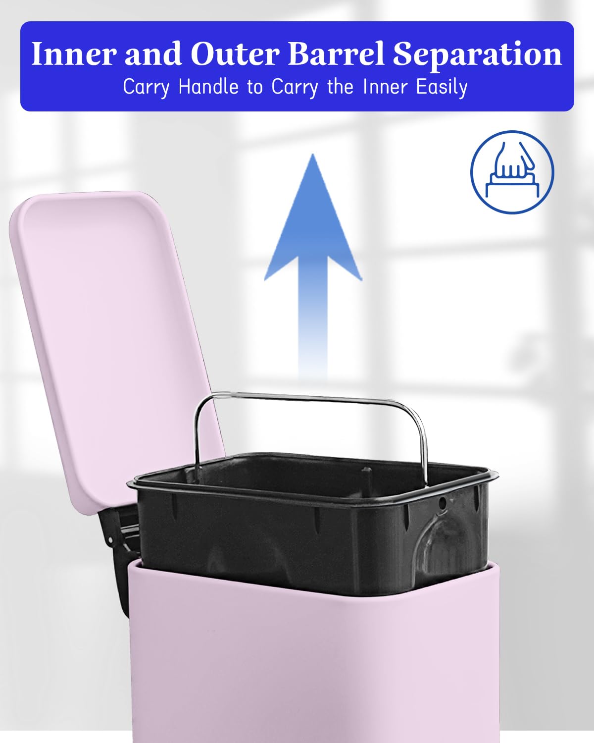 Diaper Pail, Baby Diaper Bin w/Childproof Lock, Blue Diaper Bin