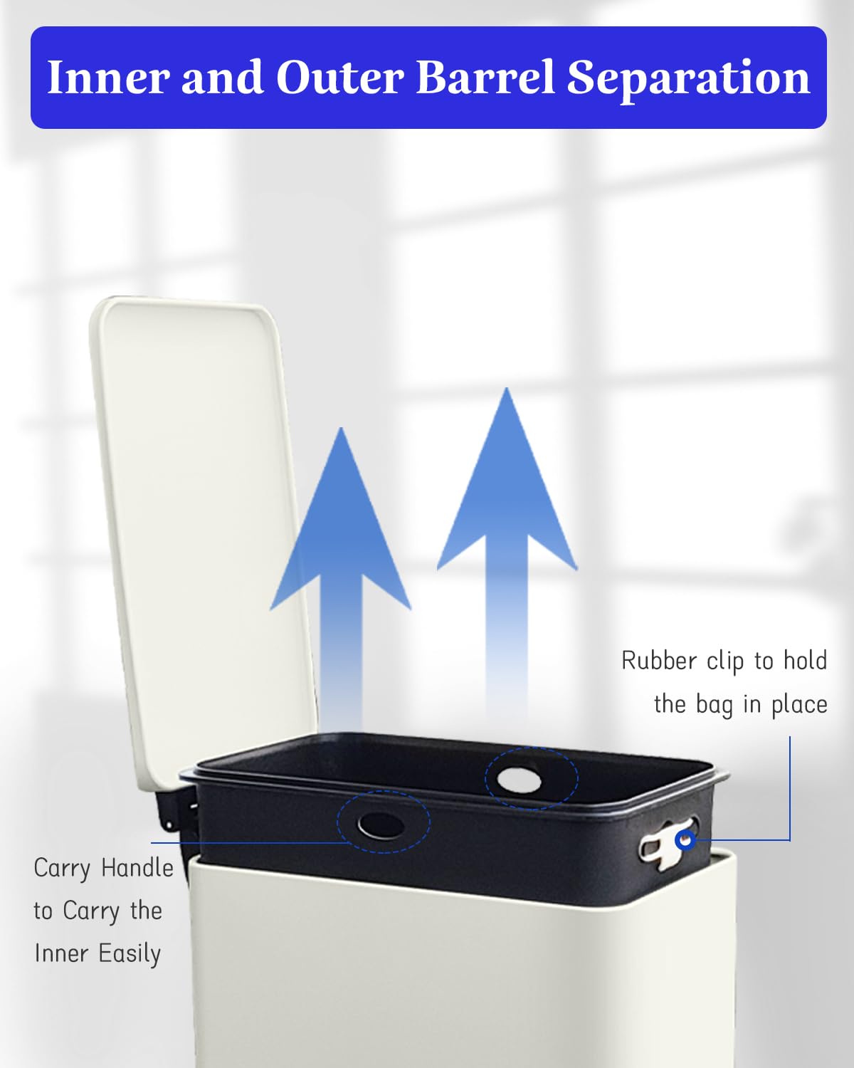 Diaper Pail, Baby Diaper Bin w/Childproof Lock, Blue Diaper Bin