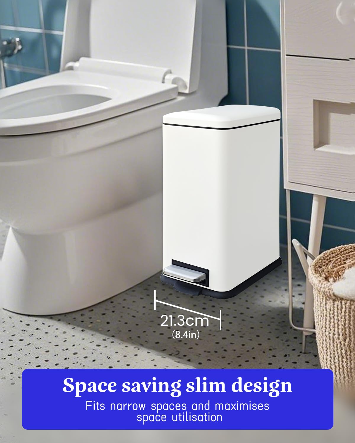 Diaper Pail, Baby Diaper Bin w/Childproof Lock, Blue Diaper Bin