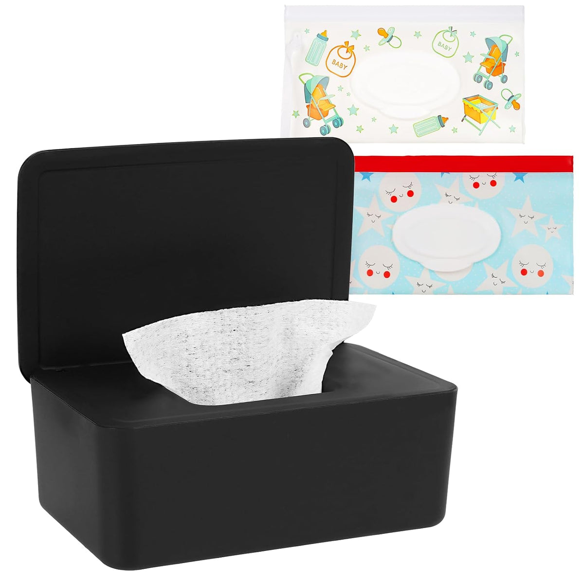 Diaper Wipes Dispenser with 2 Travel Wipes Pouches, Green